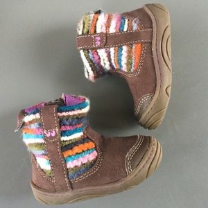 Stride rite boots with sweater knit sides